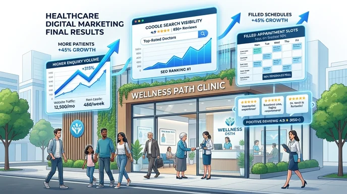 Google Business Profile optimisation for healthcare — map pack rankings, regular posts, clinic photos, review generation and Q&A management