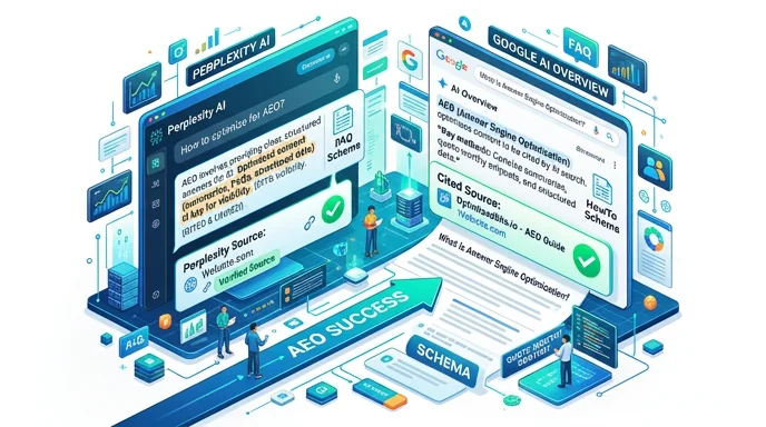 Answer engine optimization (AEO) — get your content cited in Perplexity and Google AI Overviews with clickable links