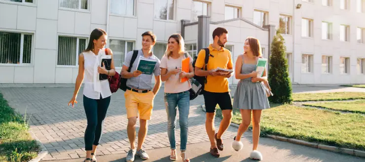 Promotional banner for Abate Al Salama Institutions highlighting digital marketing successes, including enhanced SEO and targeted advertising. Features an image of diverse students walking on a campus, engaging in conversation.