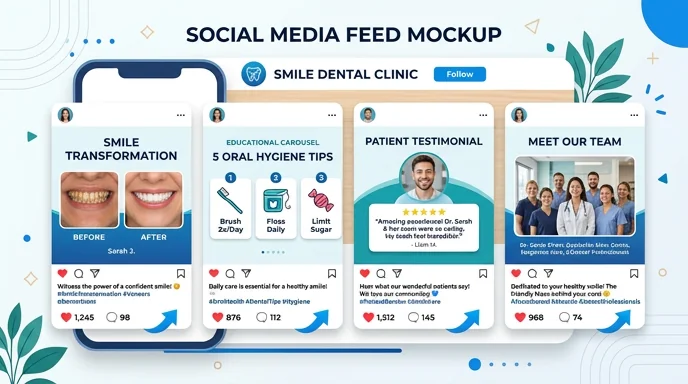 Social media marketing for dentists — Facebook, Instagram, before-and-after content and patient testimonials