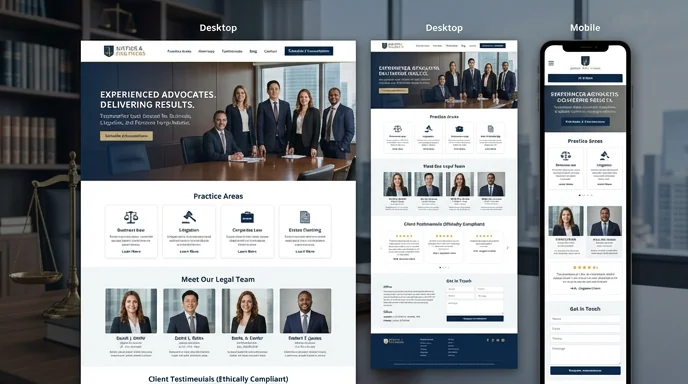 Law firm website design — trust-building professional websites with credentials, practice-area pages and conversion focus