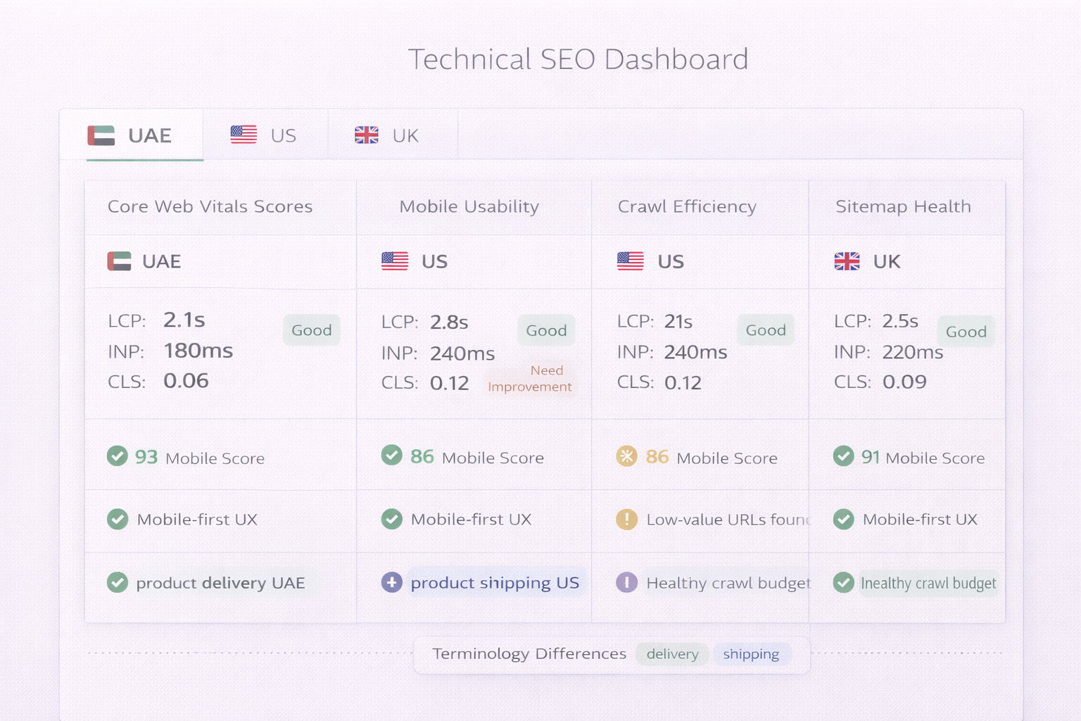 International Technical SEO Performance Dashboard