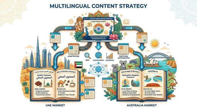 Multilingual content strategy for international SEO — locally relevant content for UAE, Australia and India