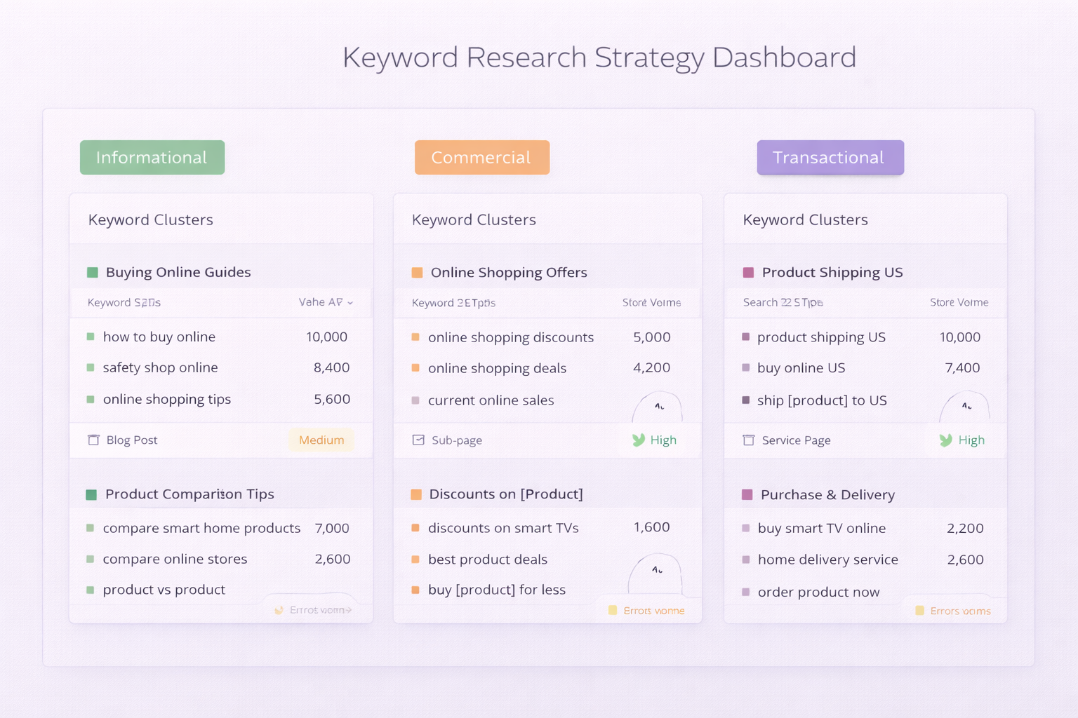 Keyword Research Strategy Dashboard Overview