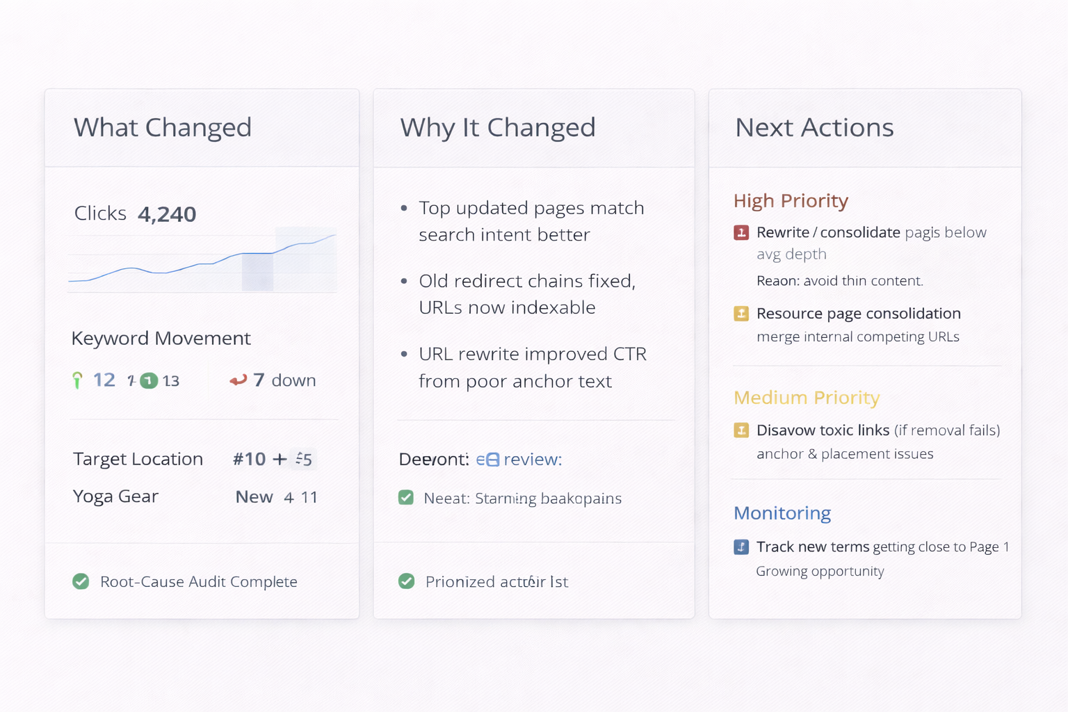 SEO Reporting - Decisions, Evidence, and Next Steps