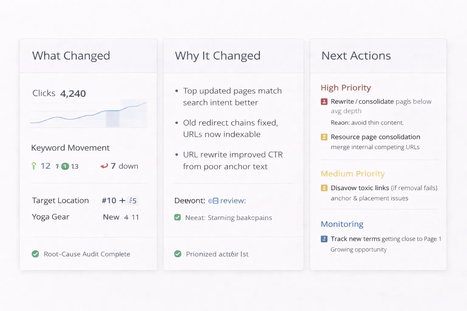 SEO Reporting - Decisions, Evidence, and Next Steps