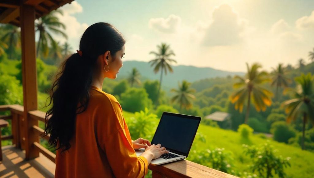 Freelancing ease against the beautiful naturalistic backdrop in Kerala