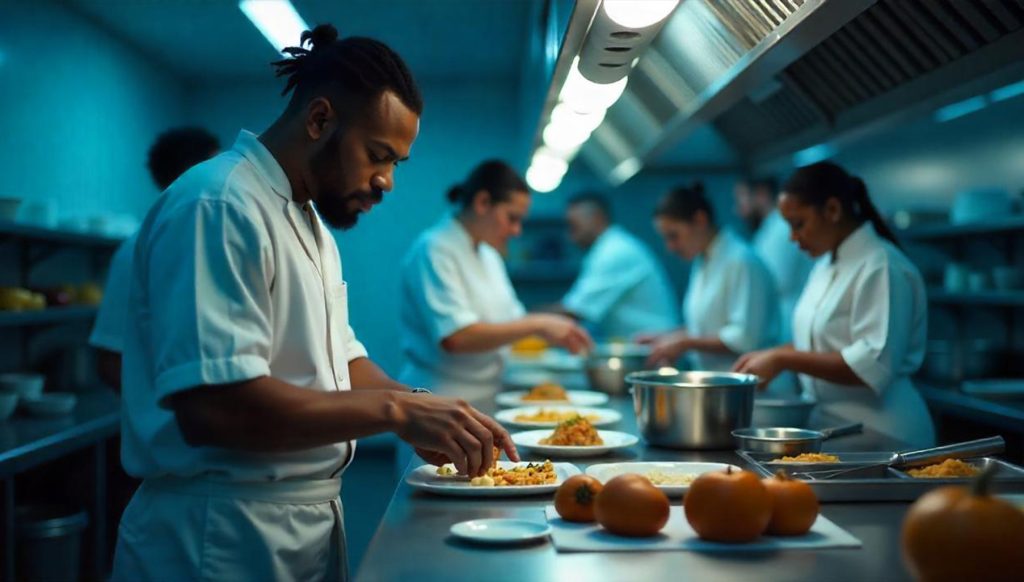 A man engaged in food processing 