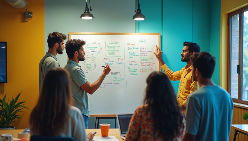 Kerala youth collaborating in a co-working space