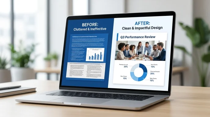 Presentation design — investor pitch decks, sales presentations and training slides with custom layouts and data visualization