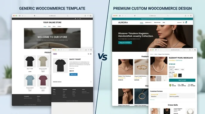 Custom WooCommerce store design — Techpullers in-house team builds branded ecommerce stores with conversion-focused homepages, product pages and checkout flows